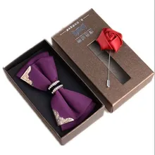 Показ корейской версии британской мужской галстук жениха Свадебная форма Свадебный галстук-бабочка с бриллиантами