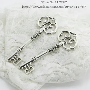 

Sweet Bell Free shipping 8 pcs/lot 31*82mm Vintage Lovely Filigree Large Keys Necklace Pendant Jewelry Charms D0738