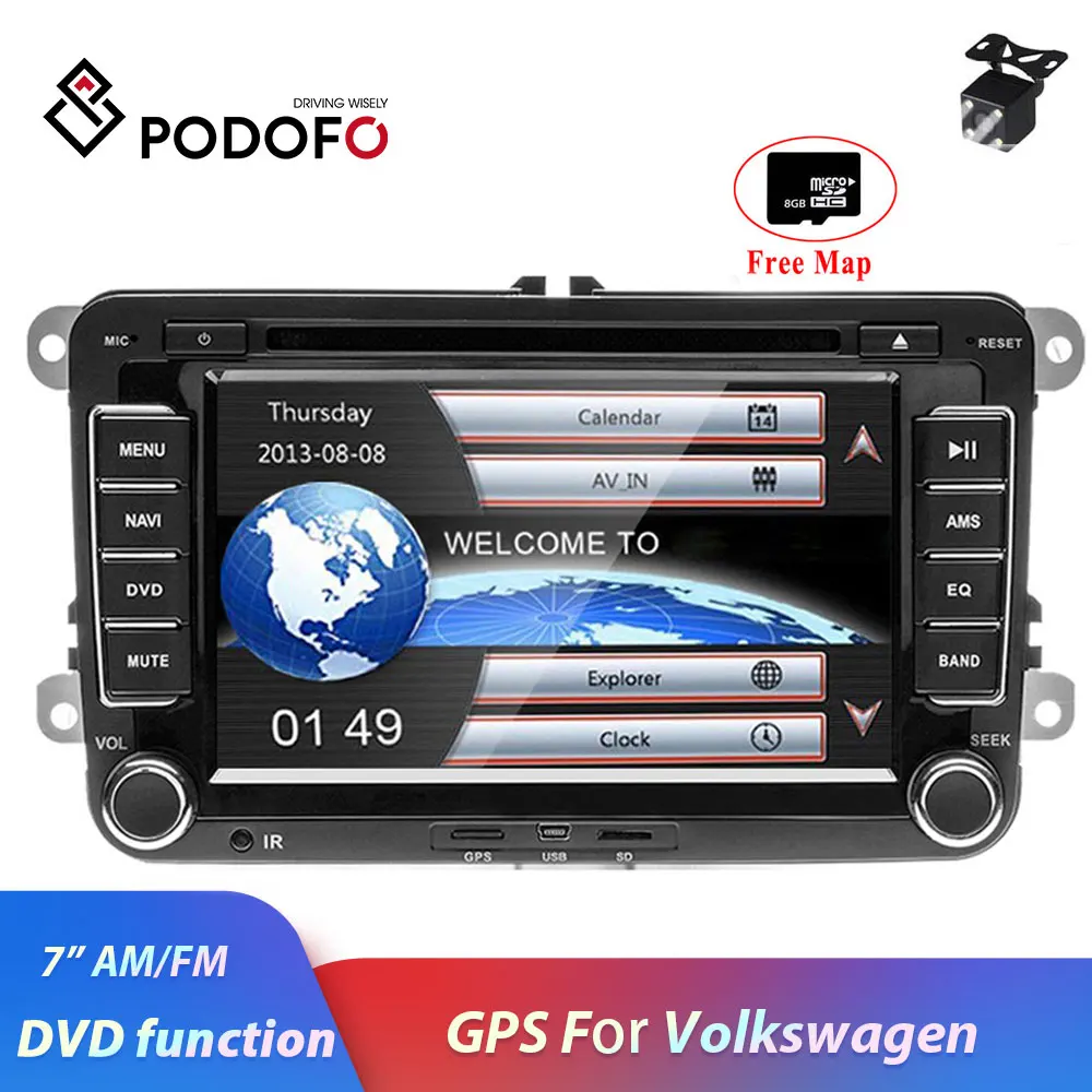 Podofo автомобильный мультимедийный плеер 2 Din DVD gps 7 &quotавтомобильный радиоприемник