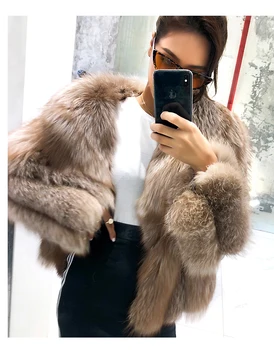 

Real Fox Fur Coat with Collar Long Sleeve Natural Fur Jacket Women rf0318