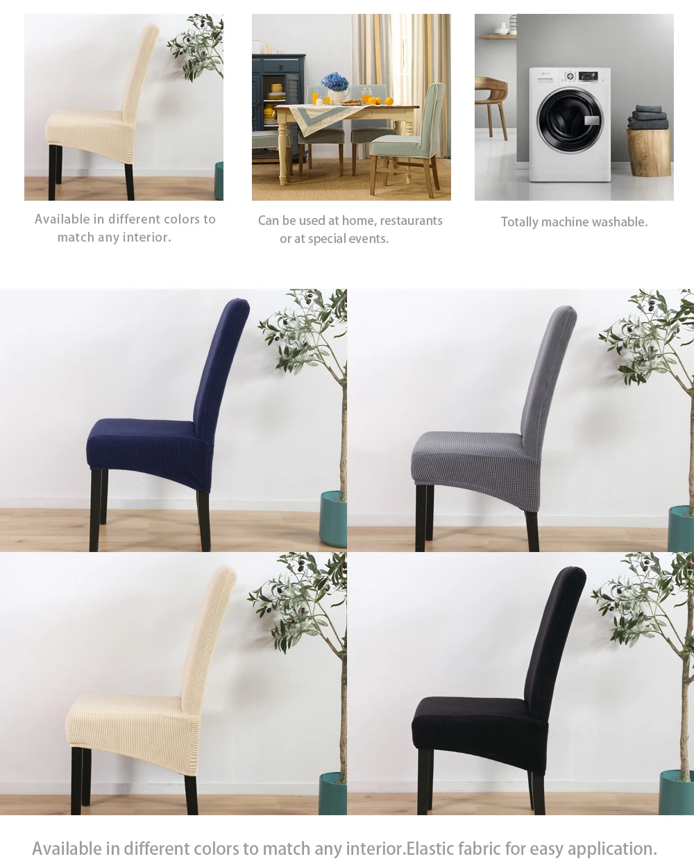 Spandex Chair Covers XL Dining Big Size Black Short Chair Cover housse de chaise funda silla Super Coffee Elastic Seat Cover (9)