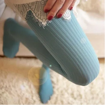 

5pcs/lot High Quality Elastic Striped Thin Velvet 140d Lady Pantyhose Pure Colors Retro Style Autumn And Spring Pantyhose