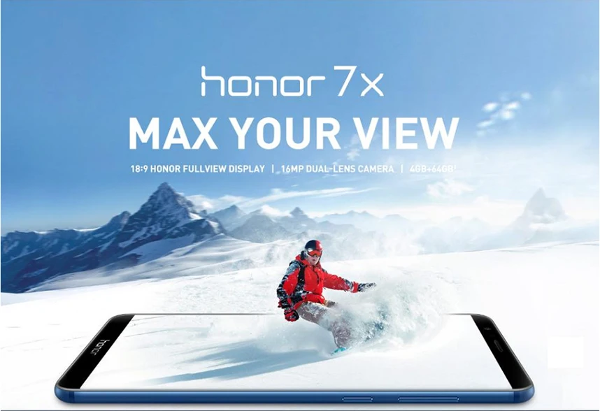 Оригинал Honor 7X Octa core Двойная камера заднего вида 3340 мАч 5.93in 2160*1080 P отпечатков пальцев