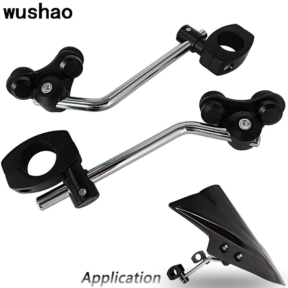 2x Universal Motorcycle Windshield Brackets Windscreen Tube Bar Clamp
