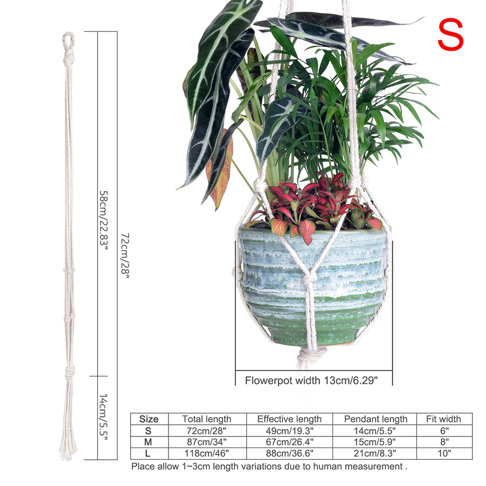 Распродажа Подвеска для растений из макраме крючок горшок держатель ручной работы хлопок шнур вешалка для растений подвесная Корзина держатель простой/кисточкой 28 35 46" - Цвет: Style A 72cm