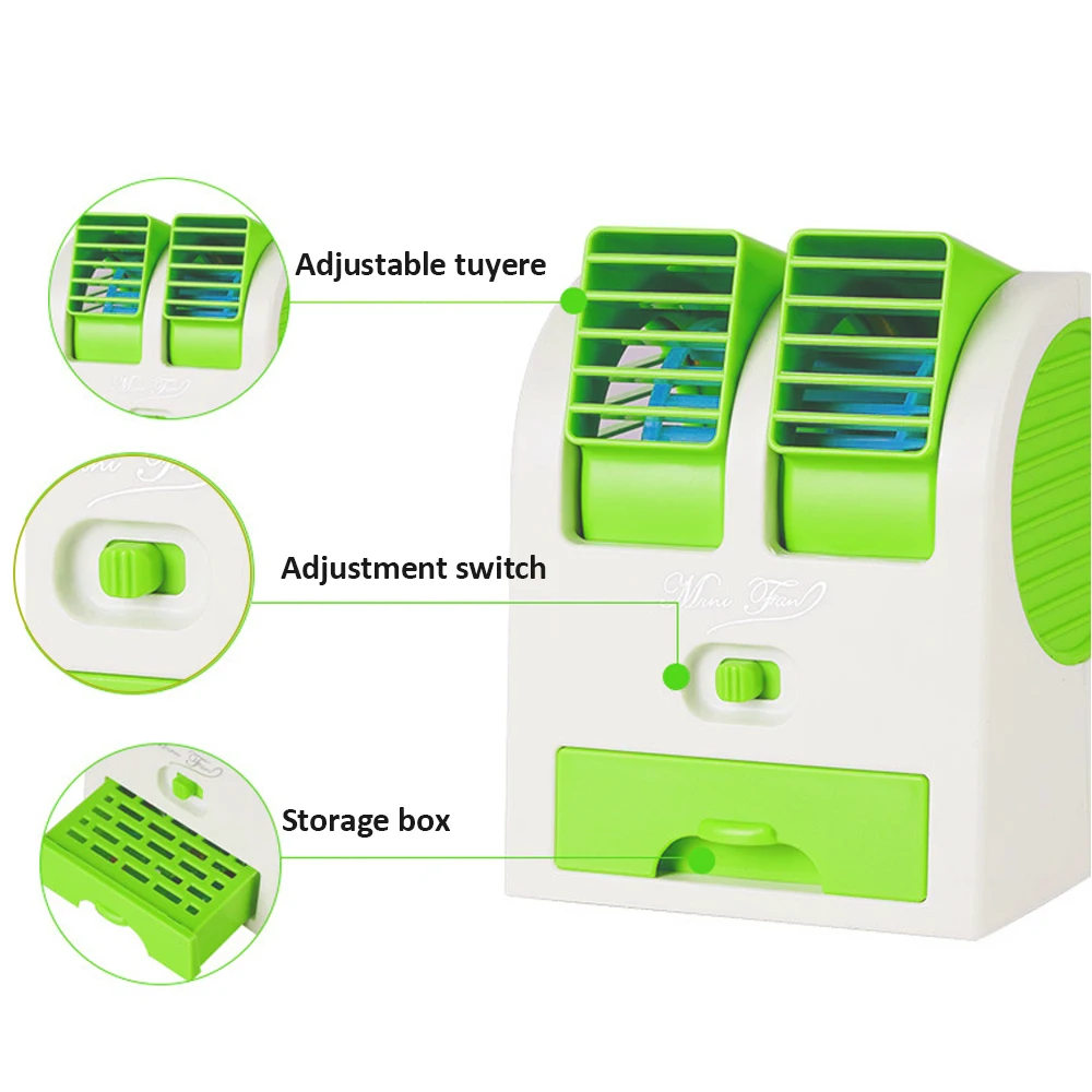 JuneJour Мини Портативный USB кондиционер летний вентилятор ветер натуральный вентилятор вентиляторы воздушного охлаждения для дома - Цвет: Green