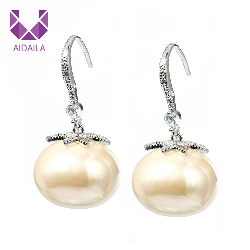 

Women Long Dangle Earrings for Wedding Gift with AAA+ Zirconia Zircon Earrings Red Pearl Luxury Brand Design Office Ladies