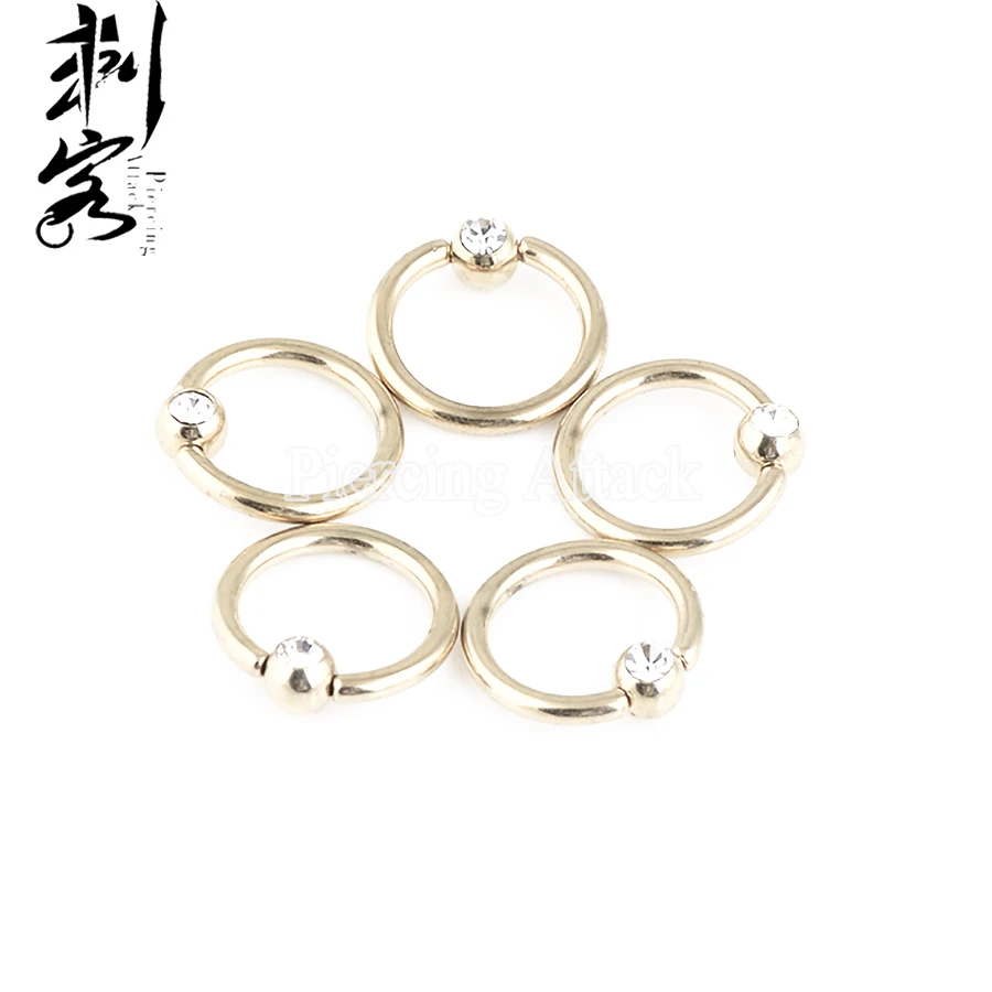 

Body Jewelry Ball Closure Ring Anodized Captive Ring 14 Gauge 1.6*10*4mm Gold With Clear CZ Lot of 30pcs