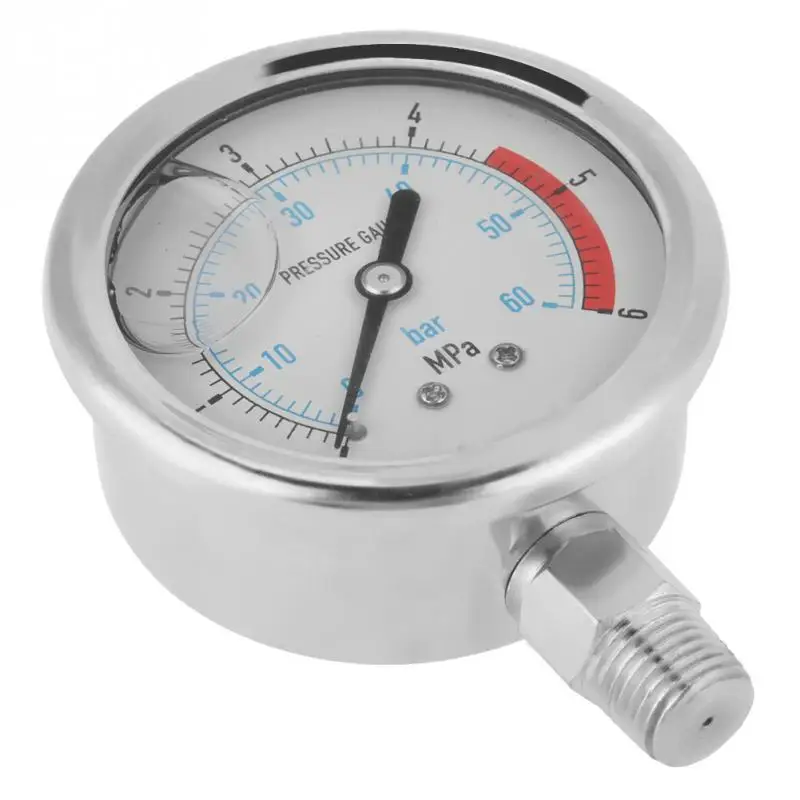 Мини металлический 0-60Bar 0-6Mpa 1/" NPT 60 мм циферблат воздуха гидравлический манометр воды метр двойной шкала для бар/МПа измерения