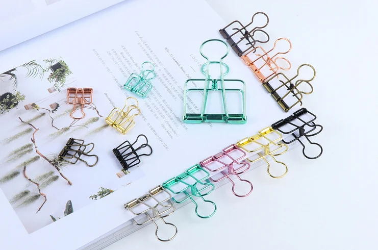 

Creative Solid Color Hollow Out Metal Binder Clips Notes Letter Paper Folder dovetail Clip Office school Supplies