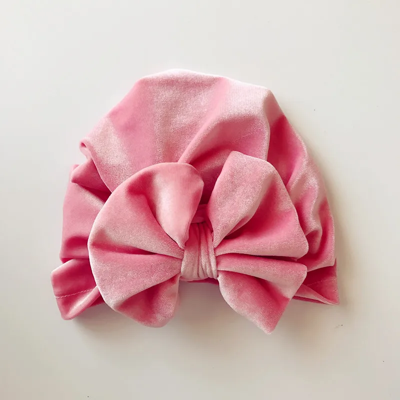 Hat Baby Turban For Girls Kid Velvet Bow Cap Muts/Bow Children Hats Autumn Winter Boy Toddler Fashion 2018 | Детская одежда и