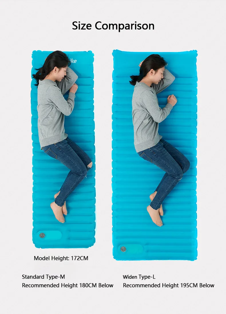 Cama de ar Acampamento com Travesseiro Tenda ao ar Naturehike Engrossar Esteira Leve Livre Dormir Almofada Colchão Inflável Nh18q001-d 7.5cm Mod. 1263860 11 acampamento com travesseiro leve tenda ao ar