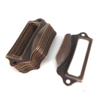 

Metal Antique Box Cabinet Label frame Paper Card holder Pull Handle Knob Hardware 69mmx29mm 30pcs/lot