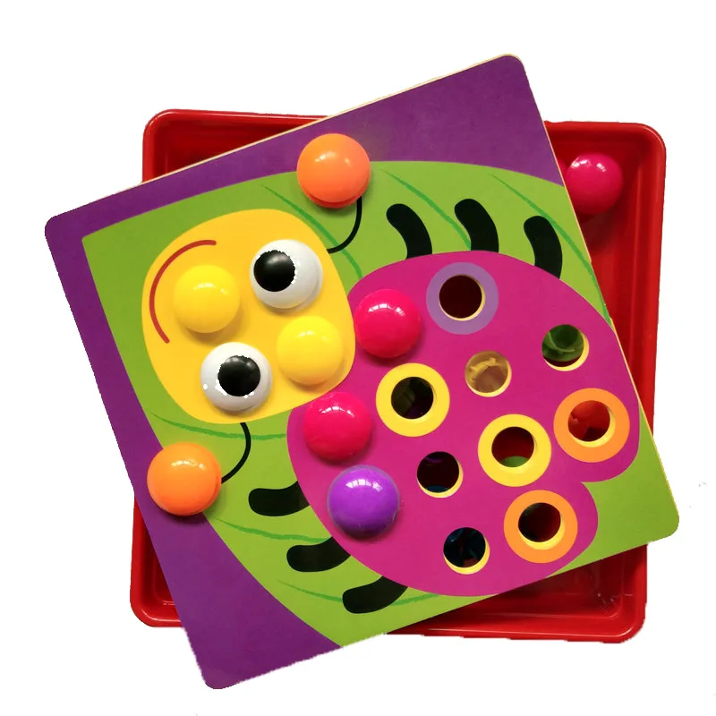 

2019 3D Puzzles Toys For Children Mushroom Tack Button Puzzle Toy Card Science and educational toys Art Board