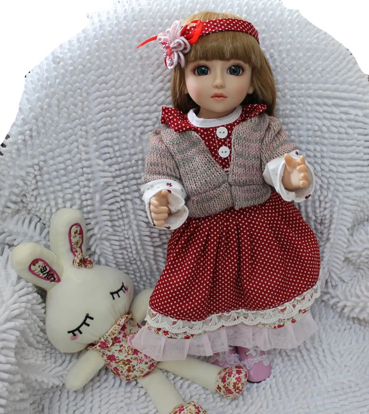 

NPK18"45cm Free shipment handmade BJD/SD girl with long pasted golde hair or brown hair with fashion Wave headdress