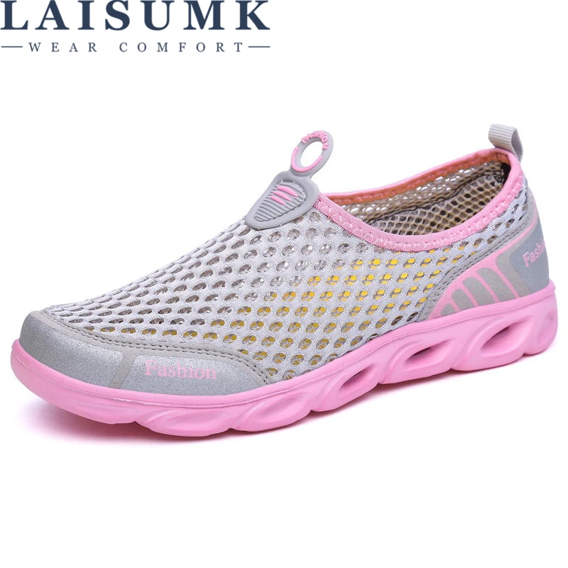 

LAISUMK 2019 Summer Casual Shoes Woman Slip-On Platform Flats Female Breathable Zapatillas Slipony Women Shoes Zapatillas Mujer