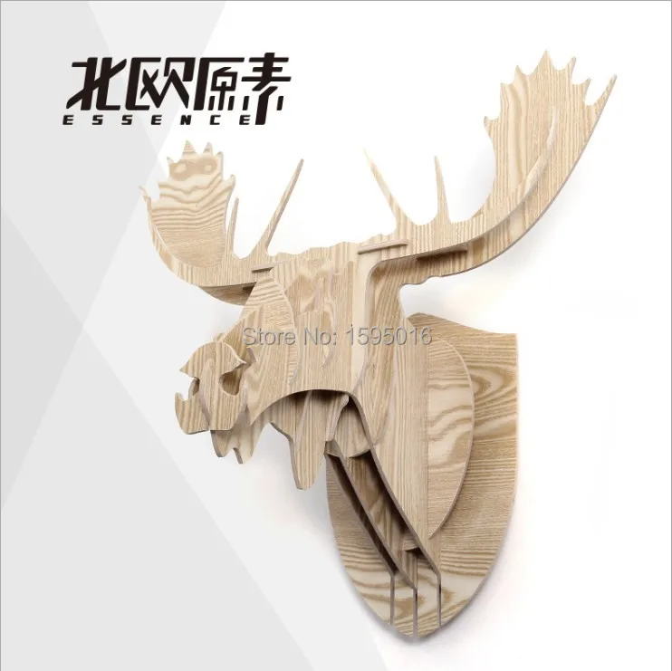 Moose head,Nordic Finland Norway Canada European home decor,3D wood elk