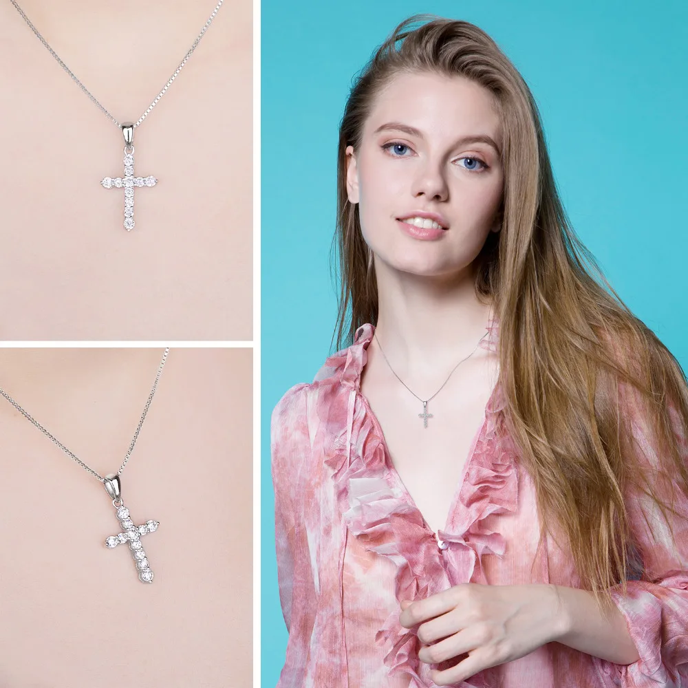JewelryPalace 0.7ct Cubic Zirconia Cross Pendant 925 Sterling Silver Not Include A Chain Best Friends Pendant Hot Selling Gifts