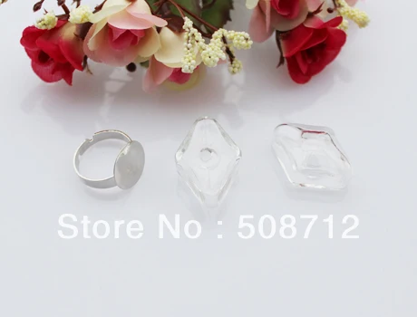 

Free shipping!!!! DIY Ring -----20sets 20x28mm Rhombus Glass Bubble & Ring set