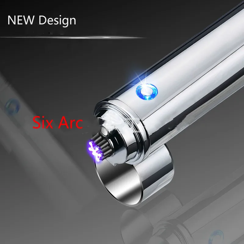 Дизайн 6 дуговая Зажигалка более мощная USB перезаряжаемая электрическая плазменная импульсная Зажигалка для дыма сигарет табачная трубка