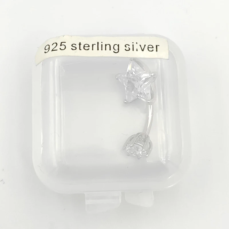 Кольцо для пупка из стерлингового серебра 925 пробы, cz 14 г, ювелирное изделие для пирсинга пупка, подарок для женщин