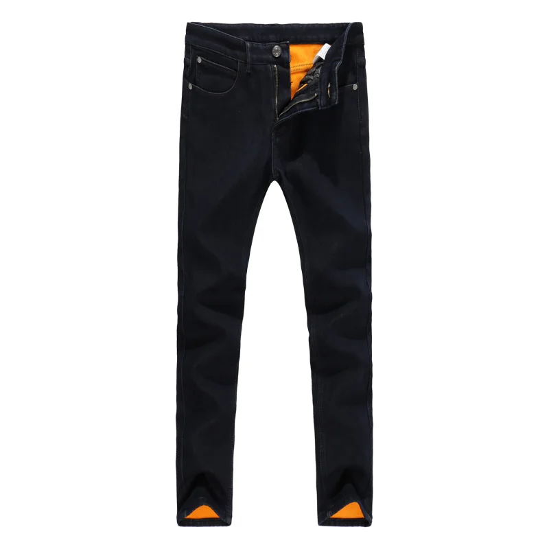 

2018 Newly Black Color Smart Casual Winter Jeans For Men Fashion Simple Velvet Warm Jeans Men Thick Fleece Pants Plush Trousers
