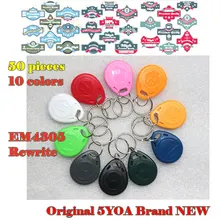 50 pces em4305 cópia regravável reescrever em id keyfobs rfid tag chaveiro cartão 125 khz proximidade token acesso duplicado