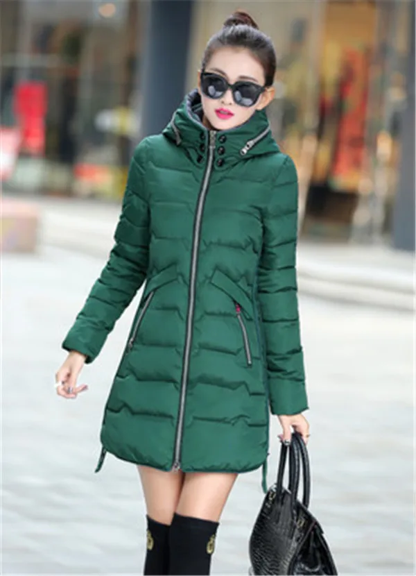 Женские парки размера плюс 6XL 7XL, теплое пуховое хлопковое пальто, новая зимняя куртка, модная Длинная Верхняя одежда с капюшоном, повседневные женские топы 110 - Цвет: Dark green