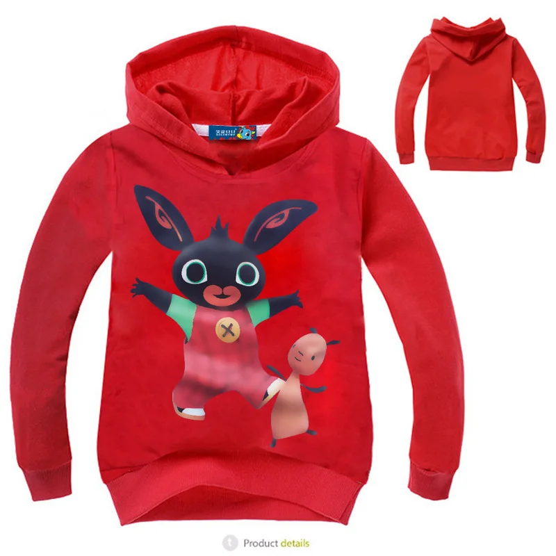 Новые осенние толстовки с капюшоном с кроликом и Банни Детские толстовки детские толстовки Одежда для мальчиков верхняя одежда для детей рубашка Спортивная одежда для мальчиков - Цвет: Красный