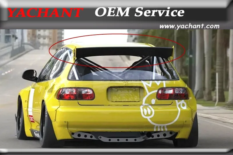 Carstyling Frp Fiber Glass Roof Spoiler Fit For 19921995 Civic Hatchback (eg) Pd Rb Style Rear