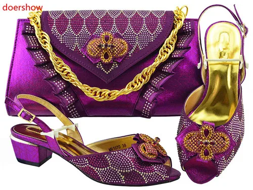 

doershow Italian Shoes with Matching Bags Italian Shoes and Bags To Match Shoes with Bag Set Decorated with Appliques!Sbf1-29