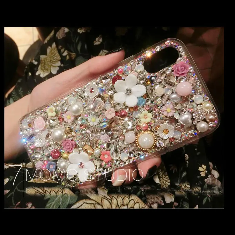 

For Motorola Moto G5 G5S Plus Beautiful Bling Diamond Flower case Luxury Rhinestones Cover