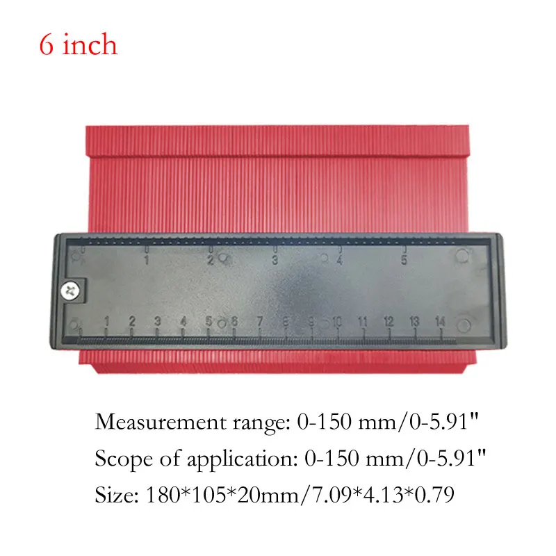 5/6/10 дюймов Пластик профиль копия датчик контур датчик дубликатор duplo и Стандартный Дерево Лазерная маркировочная инструмент обмотка труб в клеточку измерены в ненатянутом ламинат инструменты - Цвет: 6 inch red