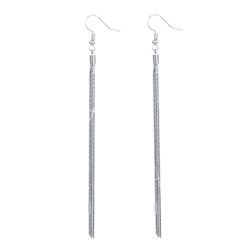

Korean Trendy Silver Earrings Metal Chain Tassel Drop Earrings For Women Long Statement Earings Fashion Jewelry 2019 Oorbellen