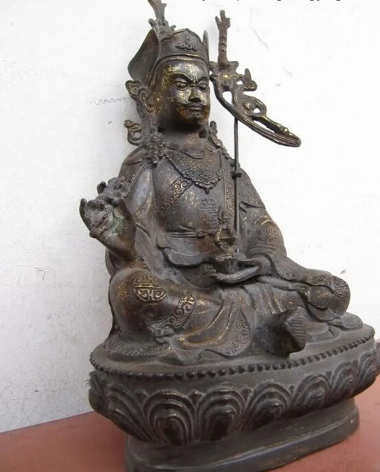 

150401 S0158 Tibetan Buddhism classic Bronze Copper Lotus Monk Padma Sambhava Buddha Statue