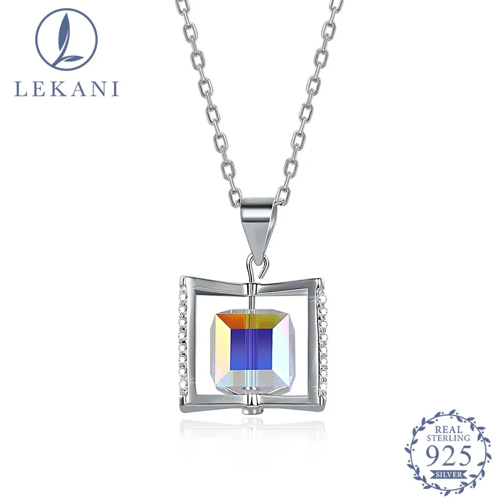 

LEKANI 925 Sterling Silver Necklace Crystal From Swarovski Fashion Square Fine Jewelry for Women & Girl Birthday Gift