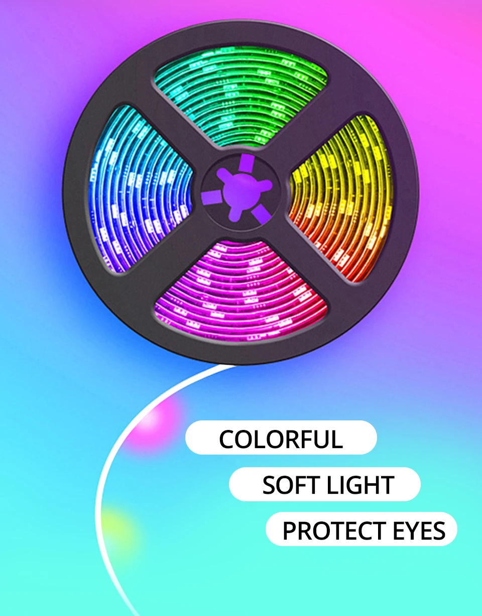 USB LED Strip with IR Remote Music Controller IP20 IP65 Flexible LED Strip Light SMD5050 RGB 5V USB TV Background Lightgting (3)