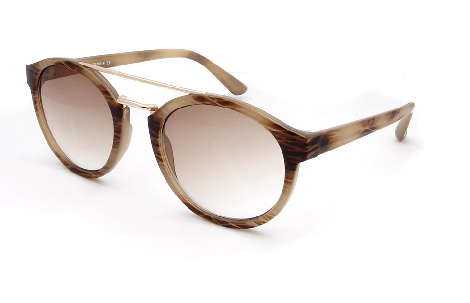 SORBERN Винтаж круглые женские солнцезащитные очки двойной мост металлические солнцезащитные очки UV400 линзы с переходом цвета для мальчиков и девочек модные очки - Цвет линз: Wooden Grain