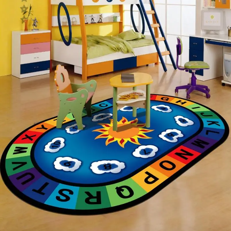 EMS FREE Oval Shape Cartoon kindergarten Kids Bedroom Big Carpet Living room Floor Tea table rug