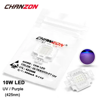 10W LED Light Bulb Lamp UV Ultraviolet 425nm 9-11V 900mA High Power 10 W Watt Purple Ultra Violet 425 nm Epileds Chip 10Watt COB