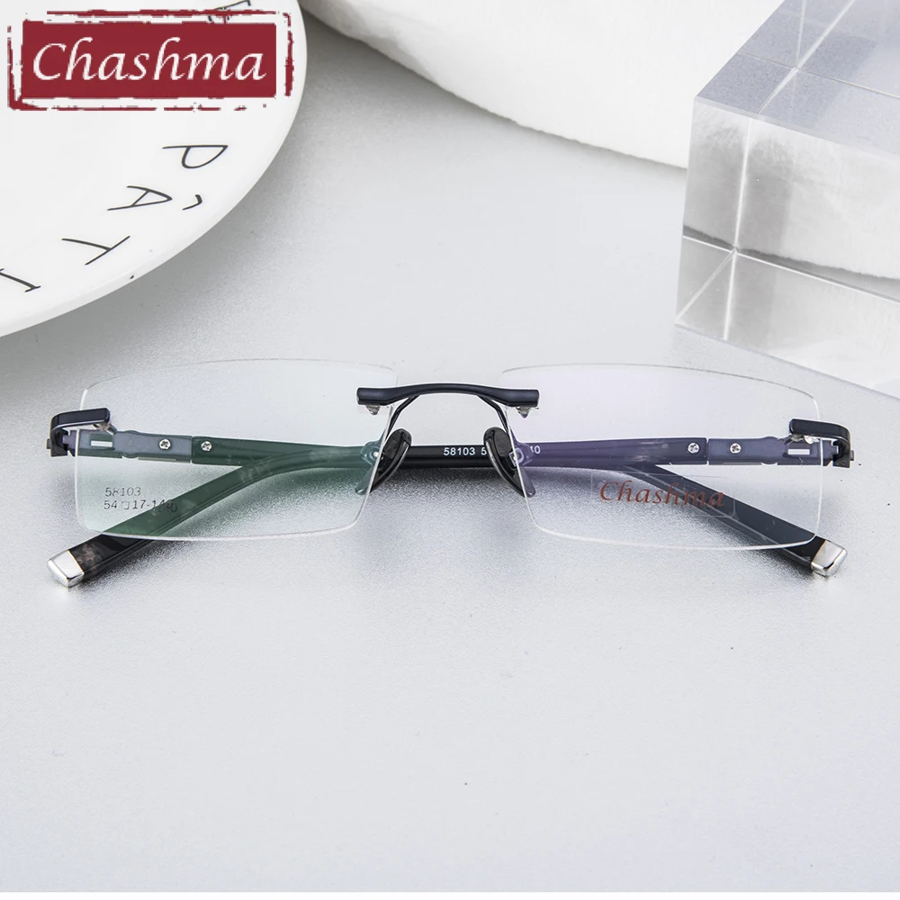 Чашма бренд титановый сплав очки без оправы ультра светильник близорукость оптическая оправа очки оправы для мужчин