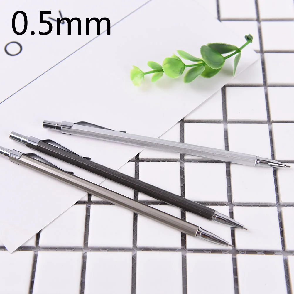 0,5/0,7 мм автоматический чертёжный карандаш, размер свинца, металлический черный серебряный баррель механический карандаш длина: 14,5 см - Цвет: N2