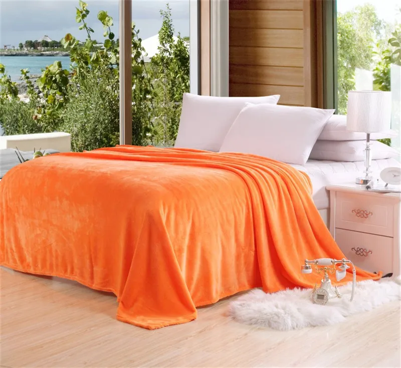 

Hot Sale Home textile flannel Blanket pink super warm soft blankets throw on Sofa/Bed/Plane Travel patchwork solid Bedspread