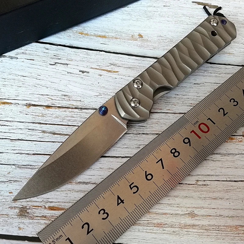 

Outdoor TC4 titanium alloy pocket knife tactical folding knife D2 steel blade Chris Reeve EDC camping survival mini dao tool hrc