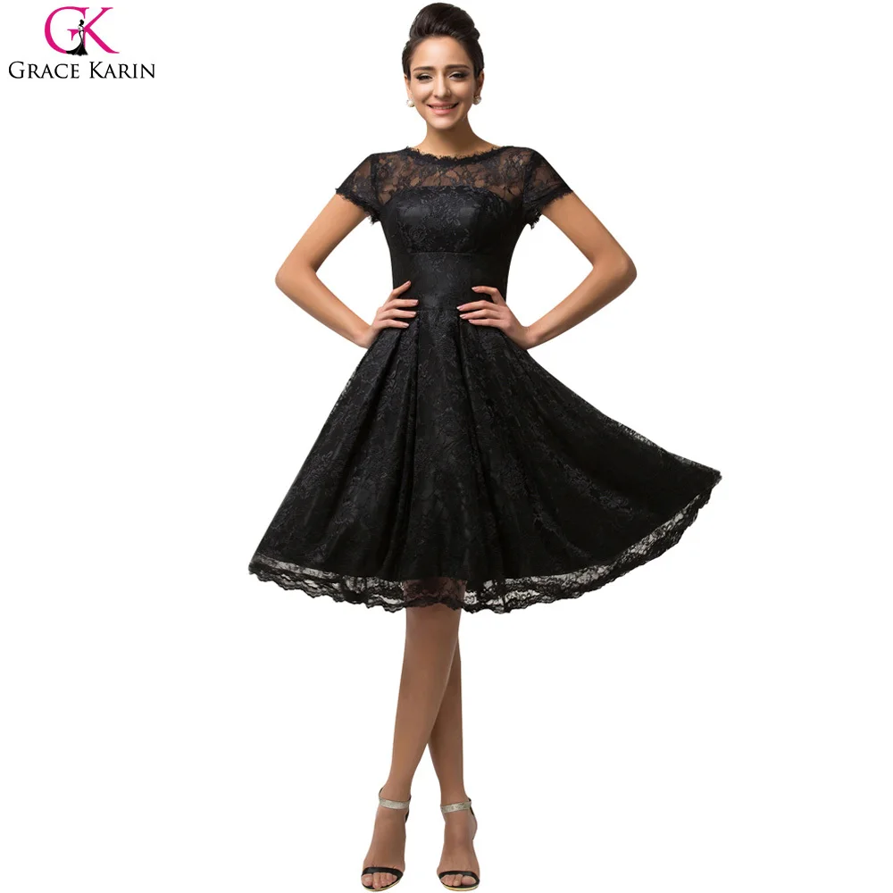 Cocktail Dresses Grace Karin Elegant A Line Black Lace Cocktail Dress ...