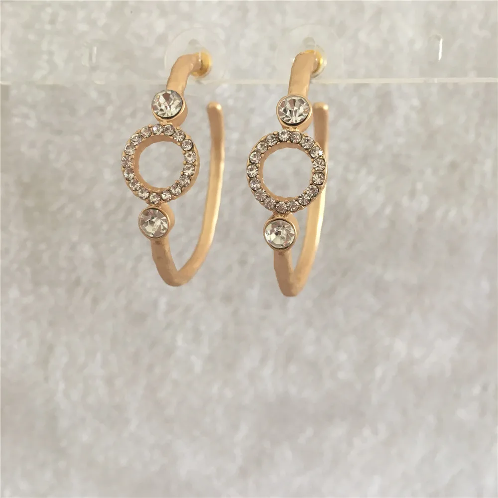 

FASHION JEWELRY WORN GOLD ROSEGOLD SILVER COLOR PLATING CLEAR STONE CIRCLE STUD EARRINGS