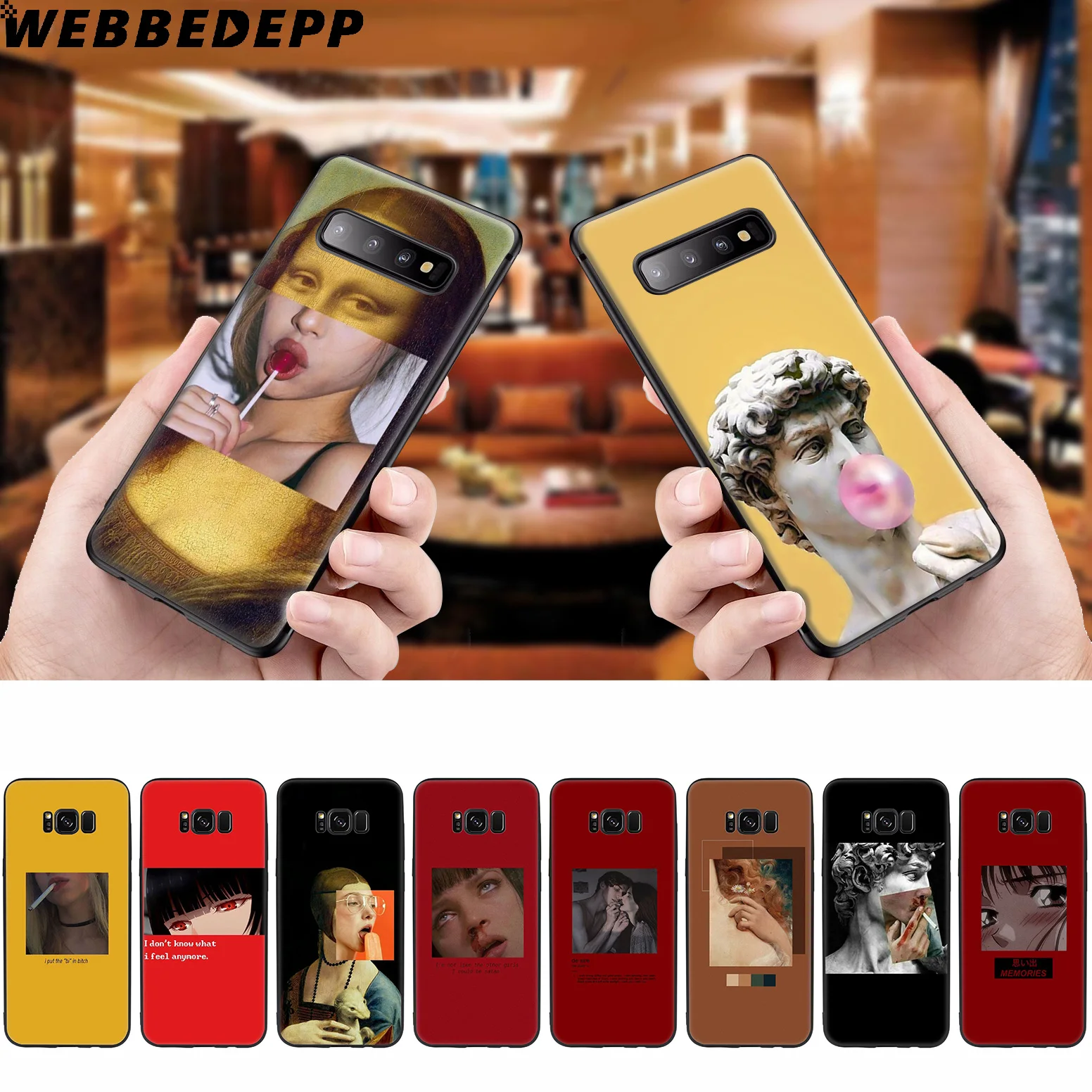 Mona Lisa Art David lines Soft Case for Samsung Galaxy S10 S10e S9 S8 Plus S7 S6 Edge &amp J6 2018 Note 10 9 8 |
