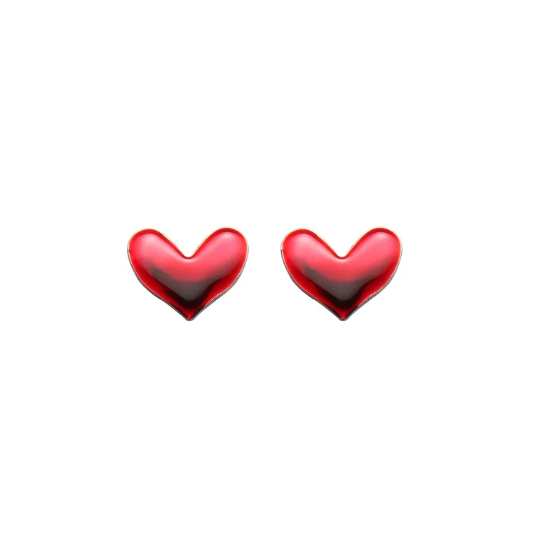 Милые серьги-гвоздики с красным сердцем для женщин аксессуары милые глазурью