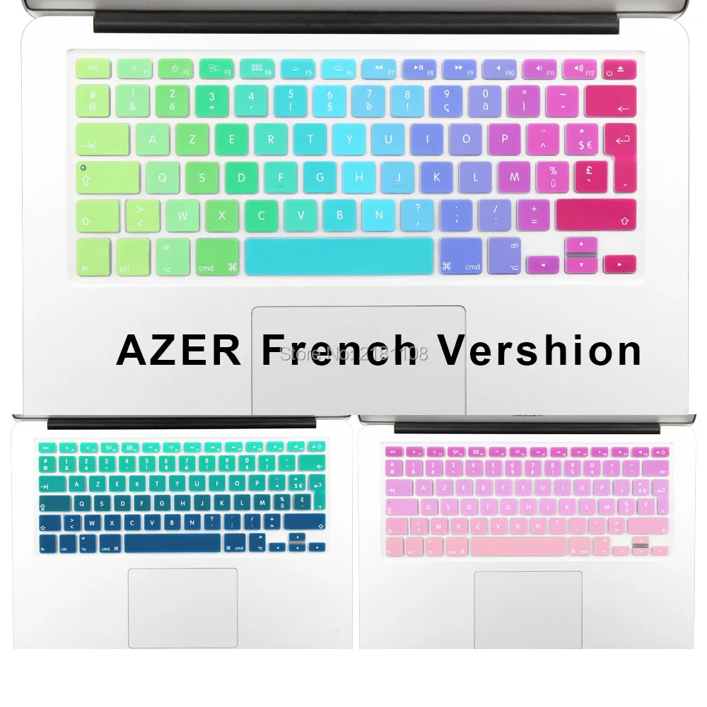 

EU French AZERTY New Gradient Rainbow Color Keyboard Cover Stickers Protector Skin for MacBook Air 13 MacBook Pro 13 15 17