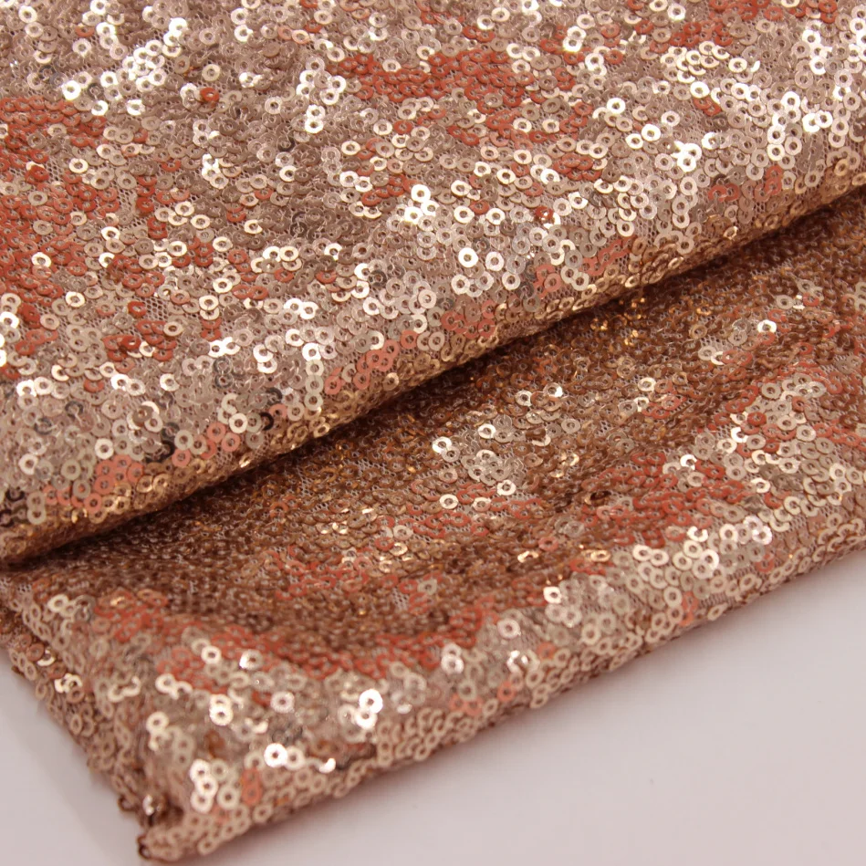 Buy Rose Gold Sequined Lace Fabrics Pink Gold